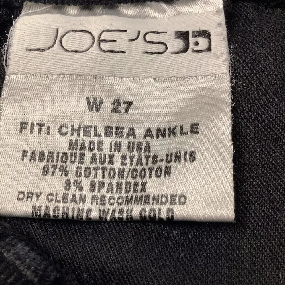 Joes Jeans Womens Chelsea Skinny Ankle Jeans Black Suede Corduroy Size 27